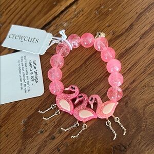 Crewcuts Pink Beaded Bracelet with Flamingo Charms
